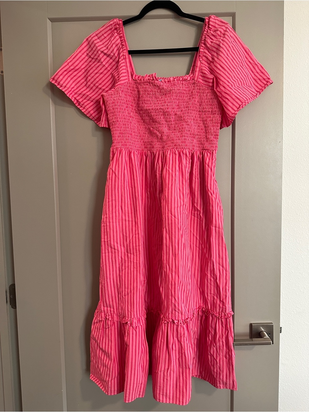 Draper James Hot Pink Striped Smocked Kids Dress